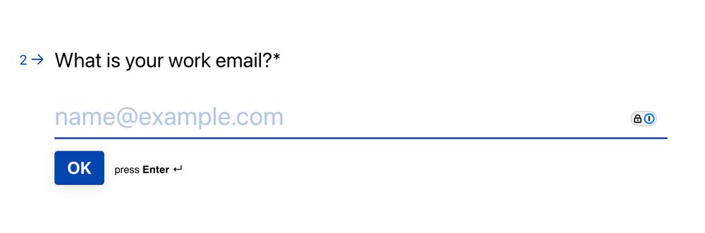 A form asking for a work email.