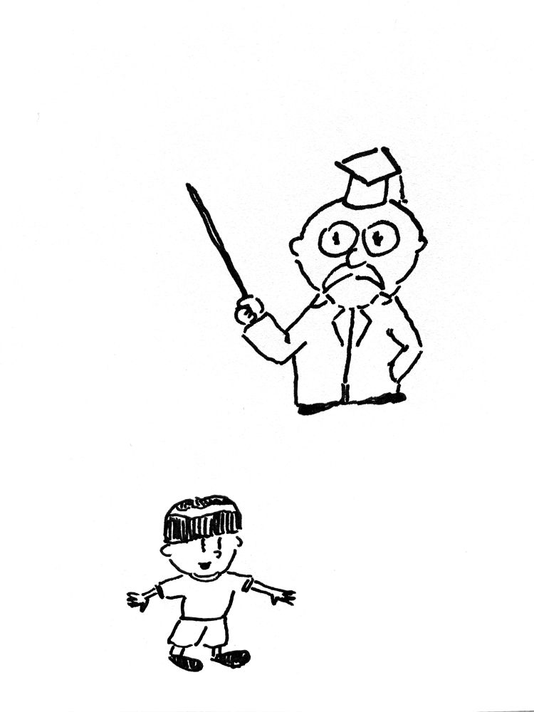 Dessin approximatif de tête d'à quoi ressemblaient vaguement les personnages de cette série de livres pour enfants.