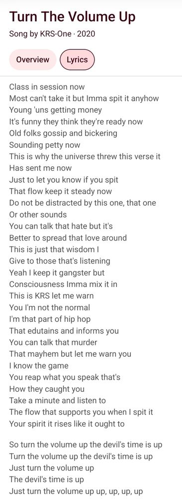KRS-One Turn The Volume Up lyrics 