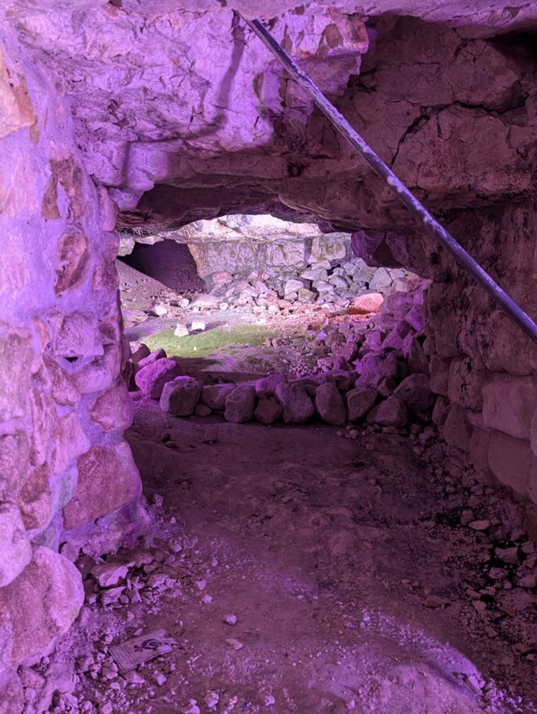 A side gallery in a neolithic flint mine, 3ft high tunnel dug by antler picks 