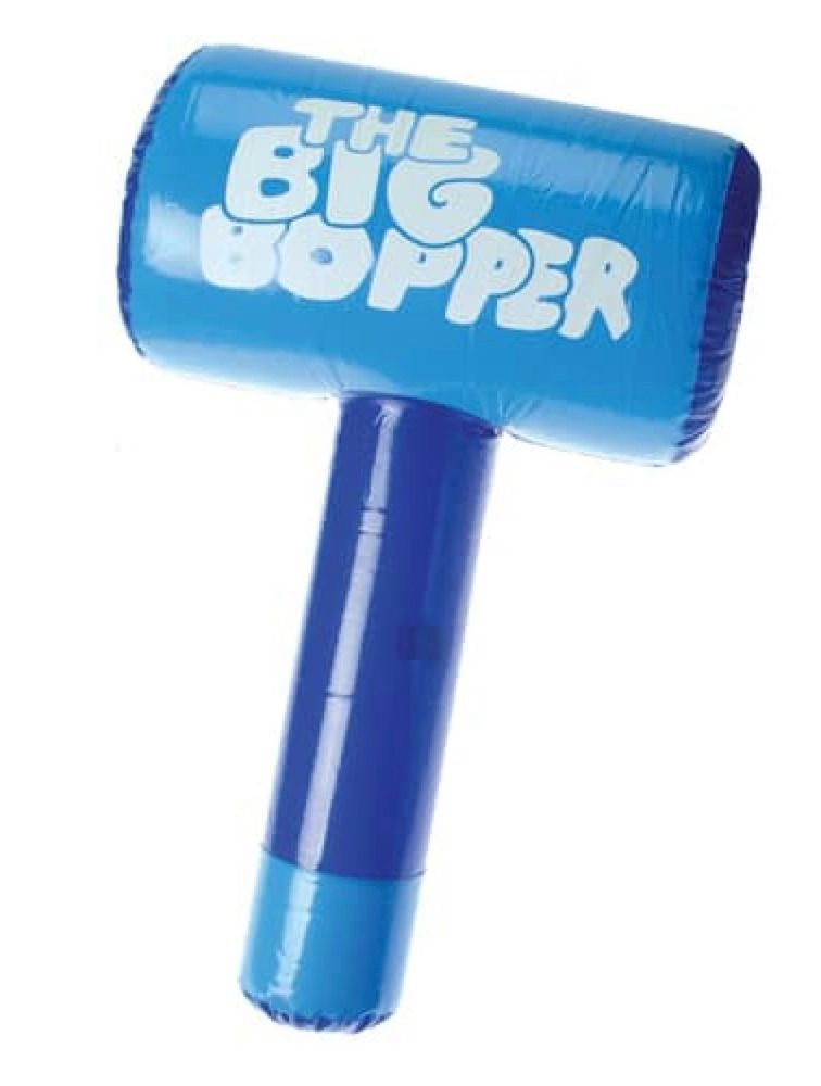Giant inflatable hammer labeled “The Big Bopper”