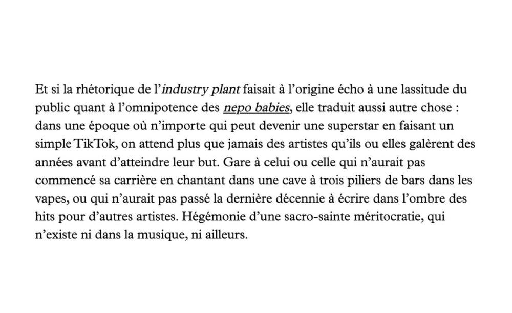 Extrait de l’article où il est question de l’imaginaire méritocratique que convoque le concept d’industry plants 