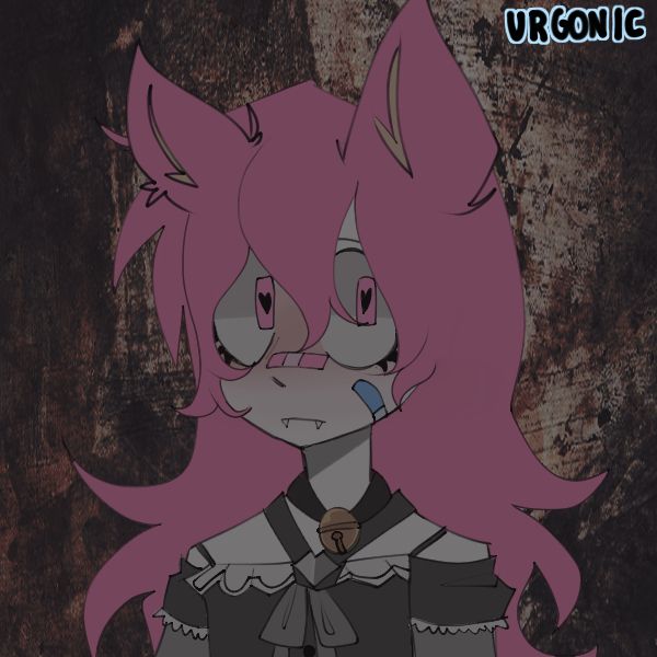 picrew of me, as a pink haired catgirl, in a dark grimy basement
