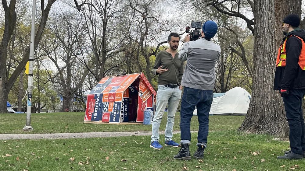 A house made out of political campaign signs