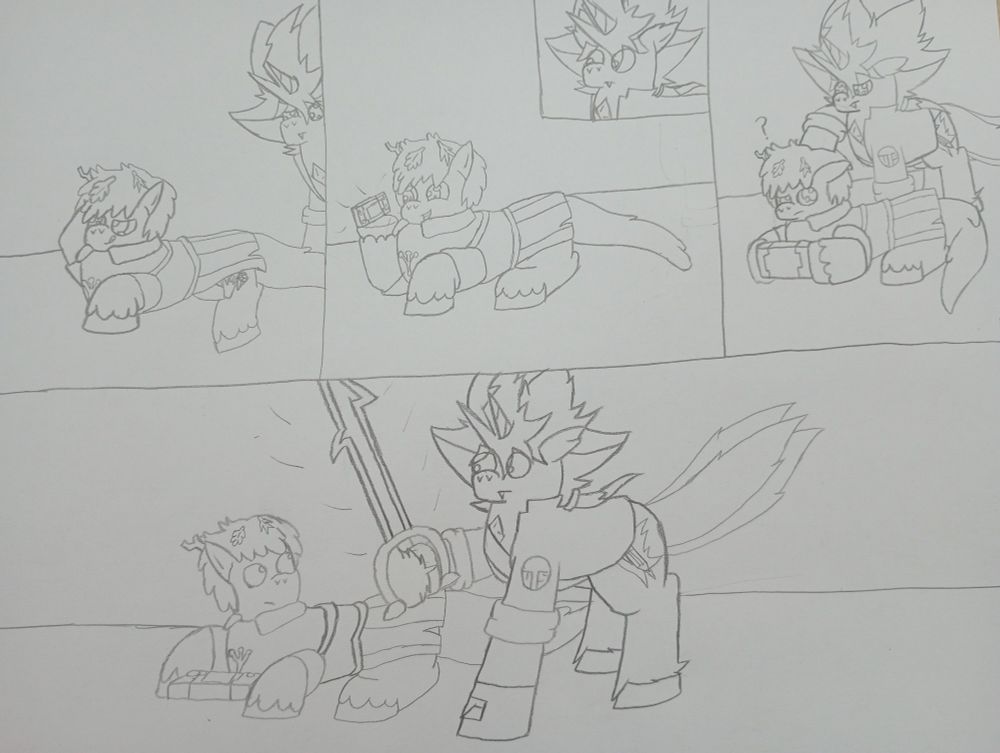 Relaxing after the spar, Anne puts out a game console from her mane. Confused and curious, Yuhi checks what else is there and finds the Omega Clan leader's signature weapon in her mane.