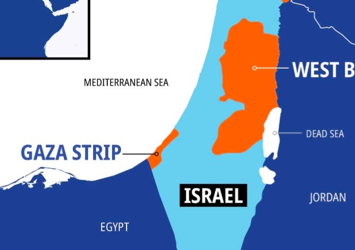 Map of Israel and Palestine 