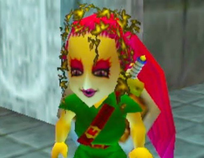 link wearing the Great Fairy mask in majora's mask