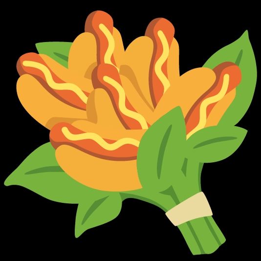 Mix d'emoji Android représentant un bouquet de hot-dog 