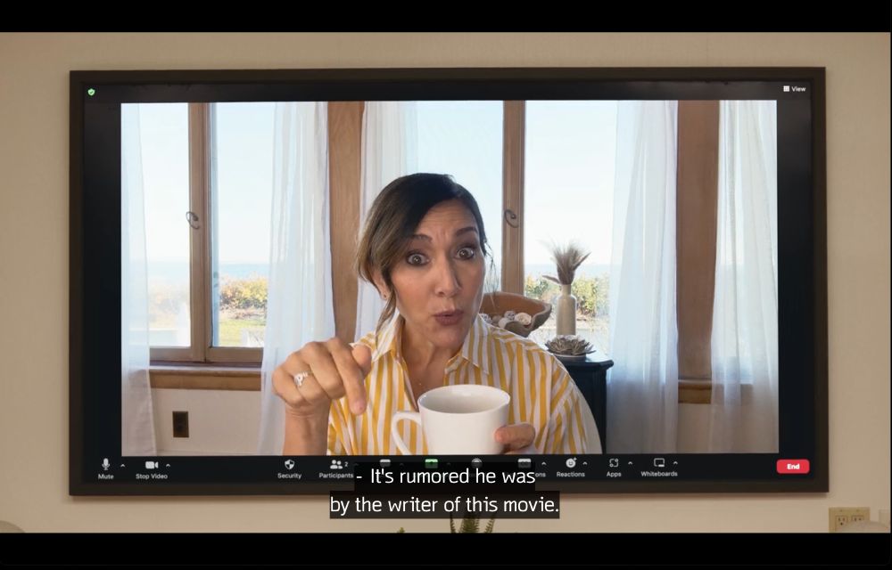 screenshot from series "The Other Two" dialogue saying "It's rumored he was, by the writer of this movie."