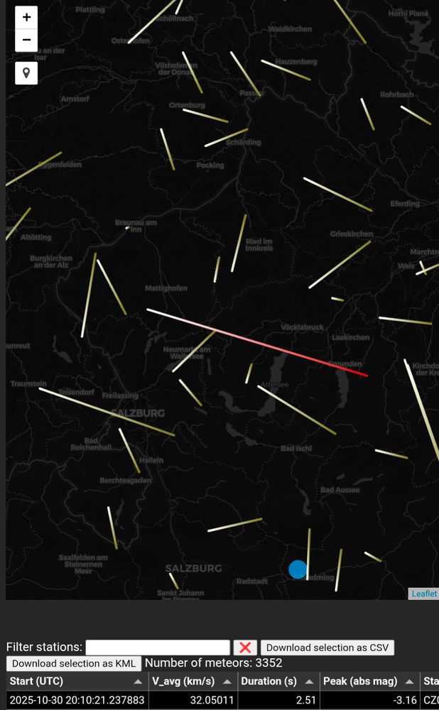 karte mit meteoriten