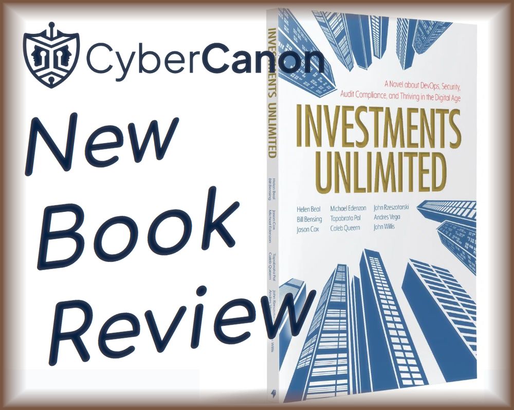 "CyberCanon New Book Review" with a pic of the book, Investments Unlimted.