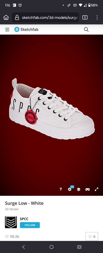 A low top sneaker model from Sketchfab.