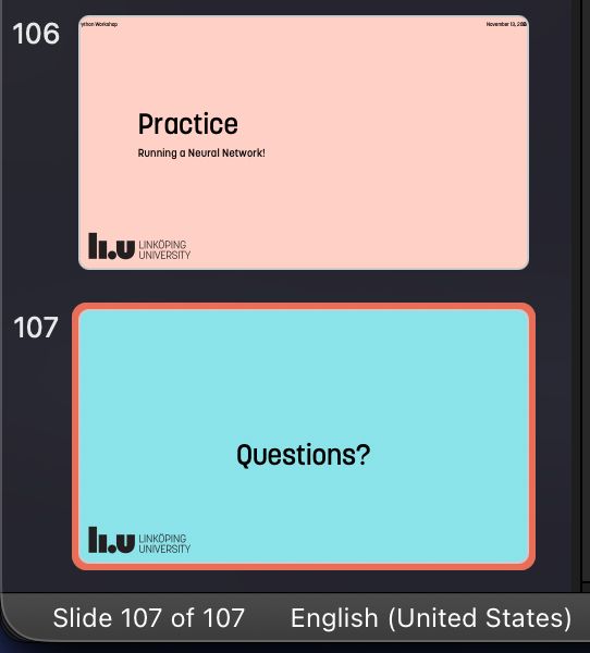 A screenshot showing that I have >100 slides in PowerPoint