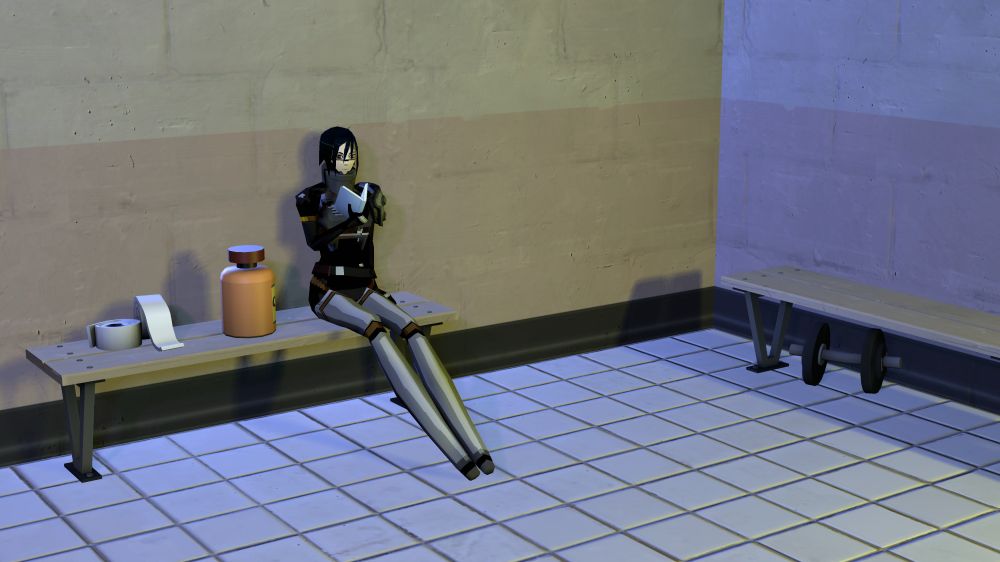 eirene sitting in a room reading