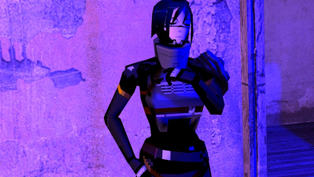 SFM render of her, now posing in bisexual lighting