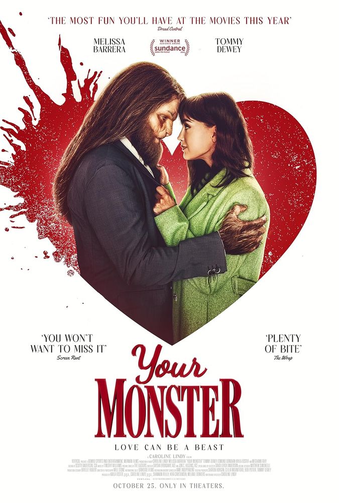 Movie poster for Your Monster; heart behind a young couple comprised of a young woman and a monster
