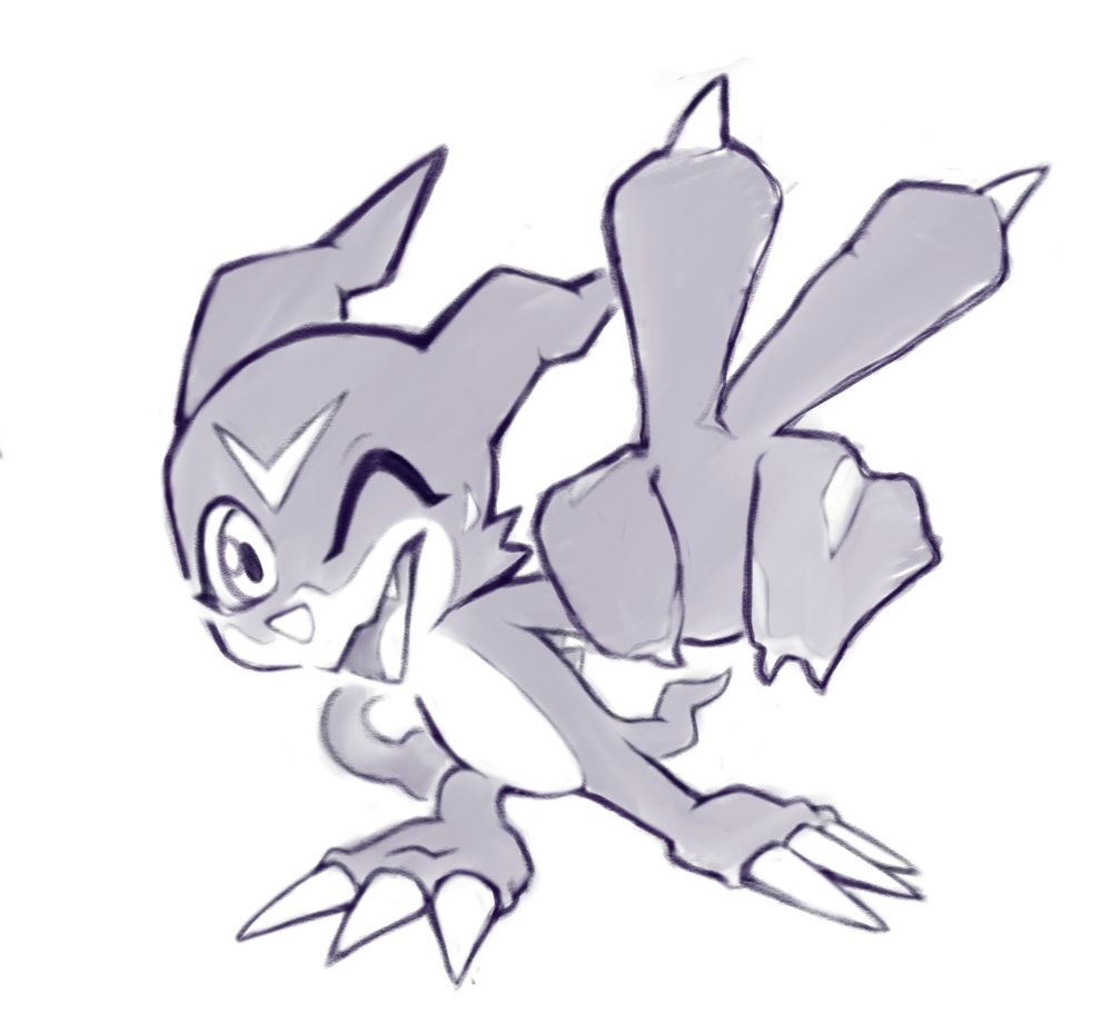 Veemon the digimon doing a cool V sign and winking.