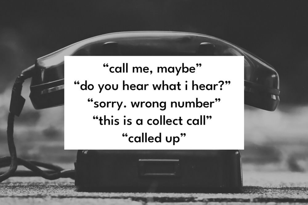 A corded telephone, with the titles of my lent sermons on top of it. 
“Call me maybe”
“Do you hear what I hear”
“Sorry, wrong number”
“This is a collect call”
“Called up” 