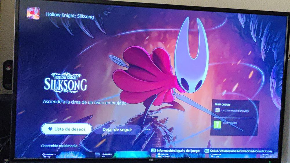 Hollow Knight: Silksong en PS Store. No está disponible para comprar aún.