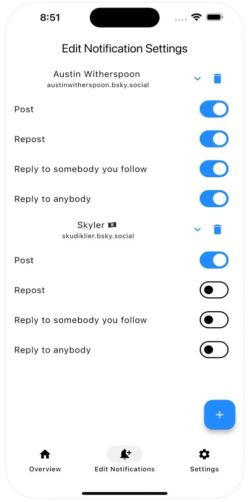 Settings page. For each account you follow you can control what kinds of posts you get notifs for! 