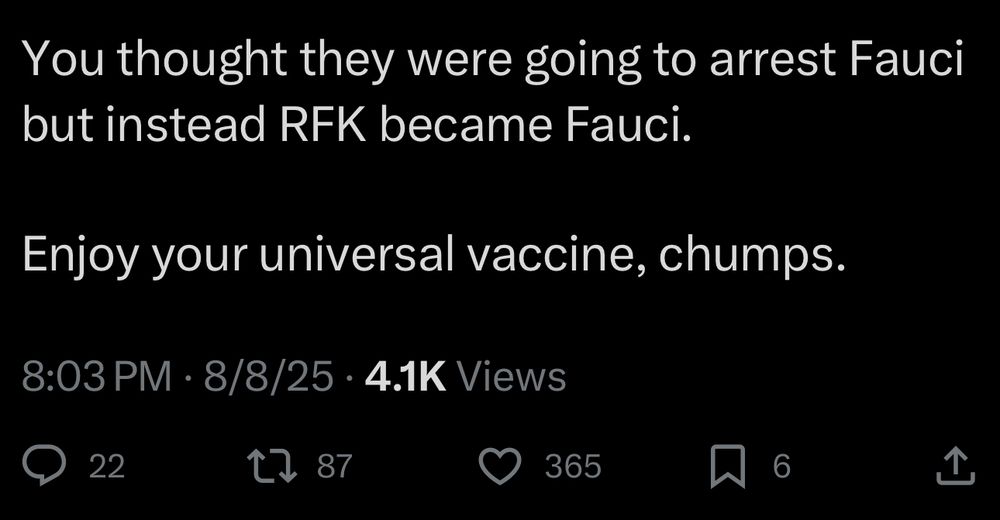 You thought they were going to arrest fauci but instead RFK became fauci. 