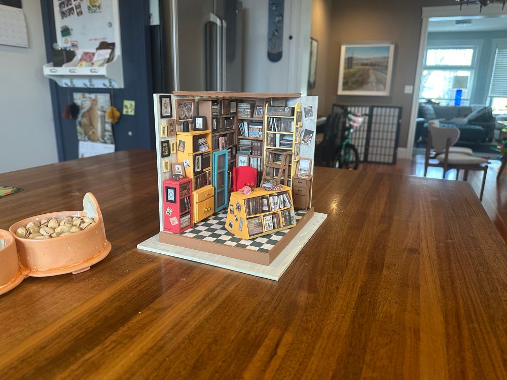 A small model office sitting on my kitchen island. 