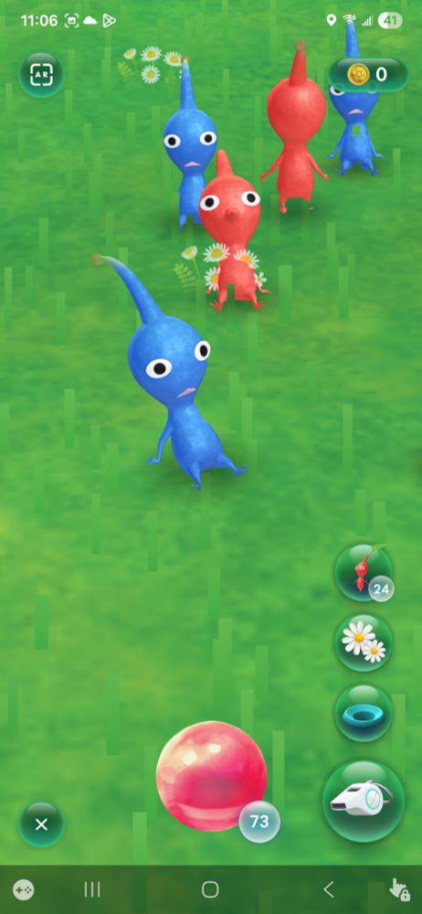 A blue pikmin sitting and staring into space