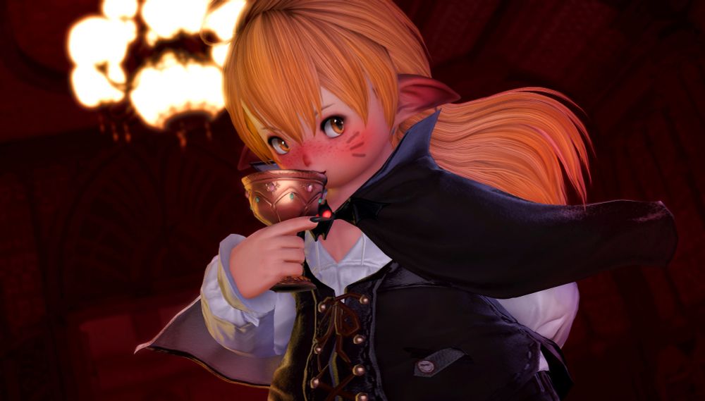 Vampire!Kyo sipping from a goblet, lapping at the blood within as he eyes you curiously under a glumly-lit chandelier.