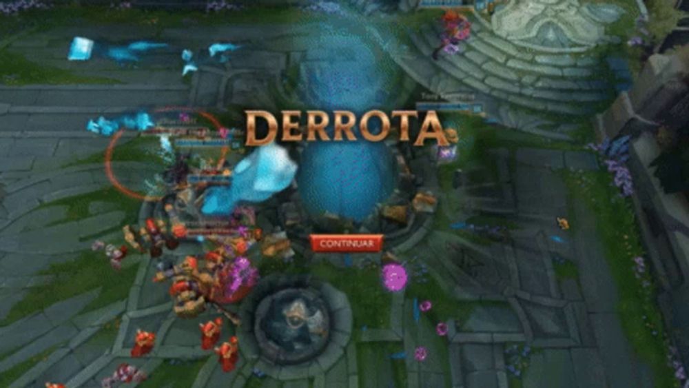 a video game screen shows the word derrot written on it