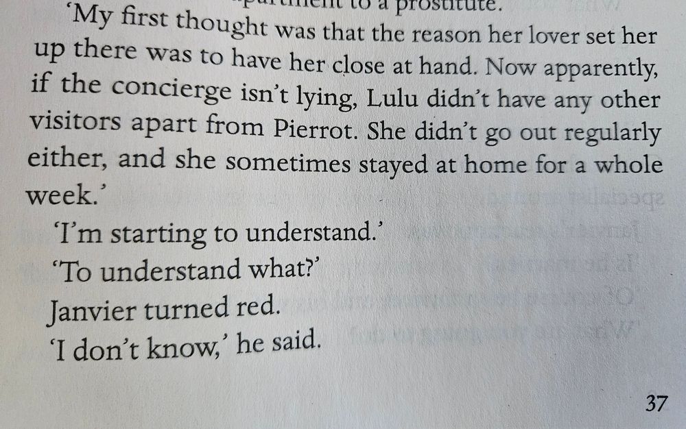 'I'm starting to understand. ' 'To understand what?' Janvier turned red. 'I don't know,' he said.