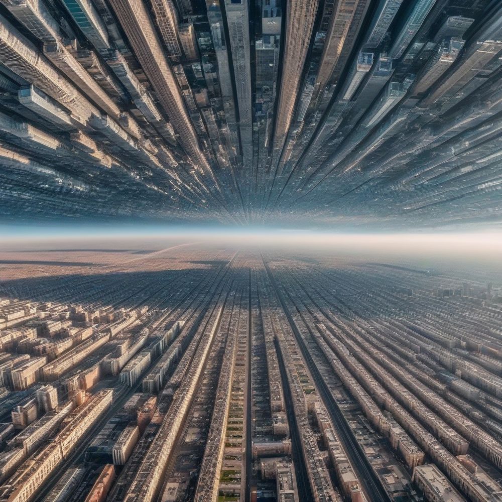 A long range shot of a city of mirrors on a flat plain - PhotoArt XL