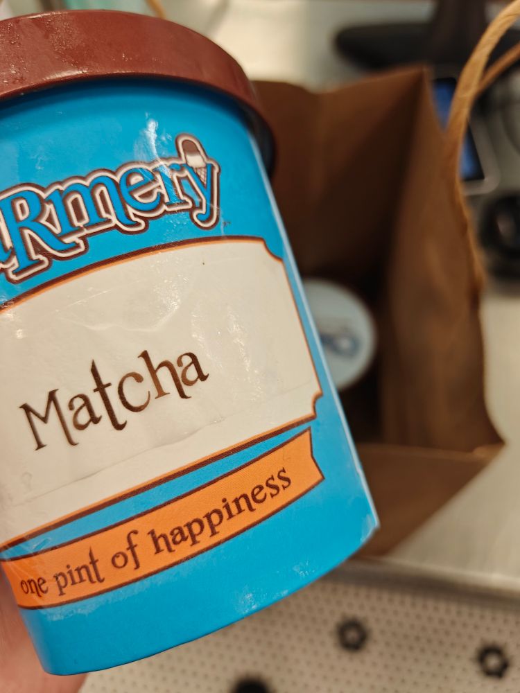 Tub of matcha ice cream