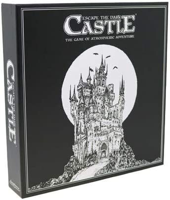 Box of the boardgame escape the dark castle. Tense, difficult, atmospheric game, work together or die, its really good, simple and easy to setup, hard to beat but terrific co op experience