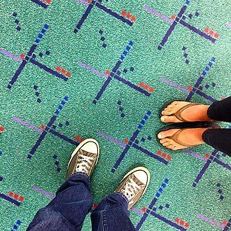 Image of Portland Airport's iconic carpet. 