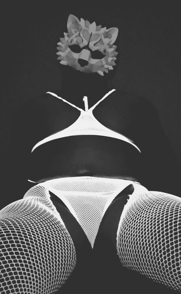 The Indulgent Chimera waits for you to approach in them. Fishnets thong and open cup top. 