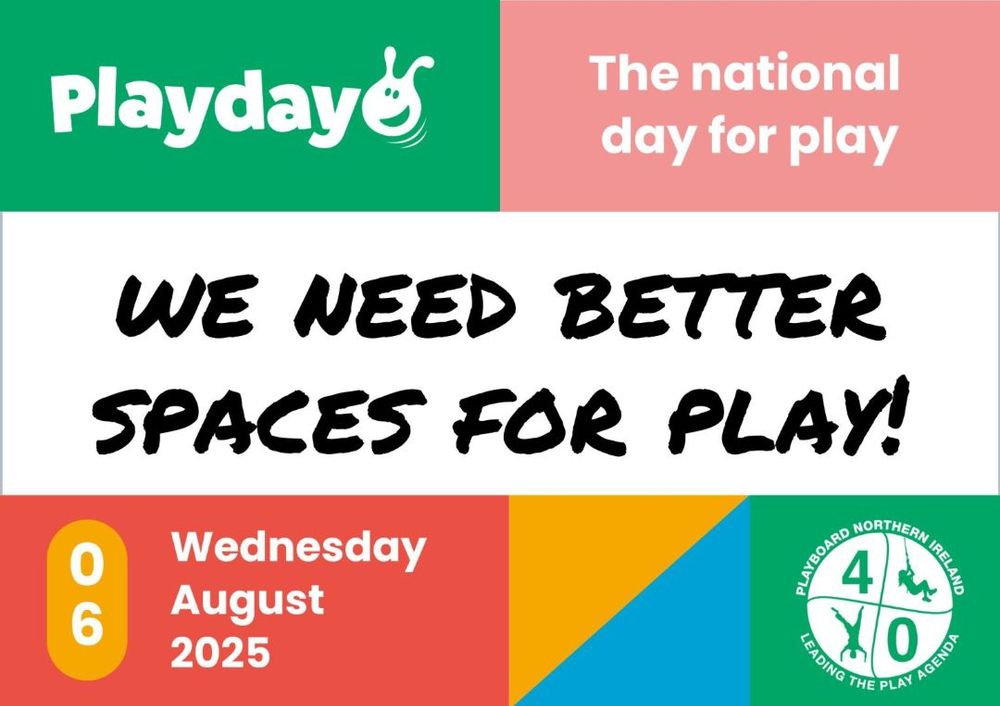 This is an infographic that says 'we need better spaces for play' Wednesday 6 August 2025.