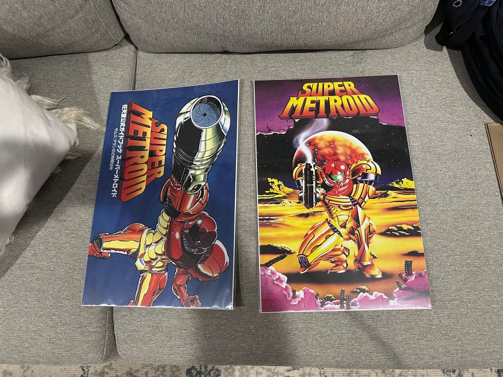 posters with classic 1994-era Super Metroid artwork