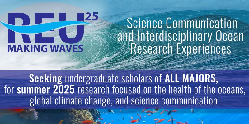 A poster promoting REU Making Waves 