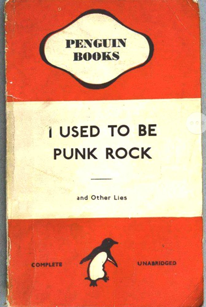 Orange and white Penguin book cover mock-up, reading I used to be punk rock. Gobs at you emoji. 