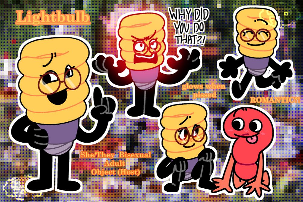 Spiral lightbulb cartoon character
