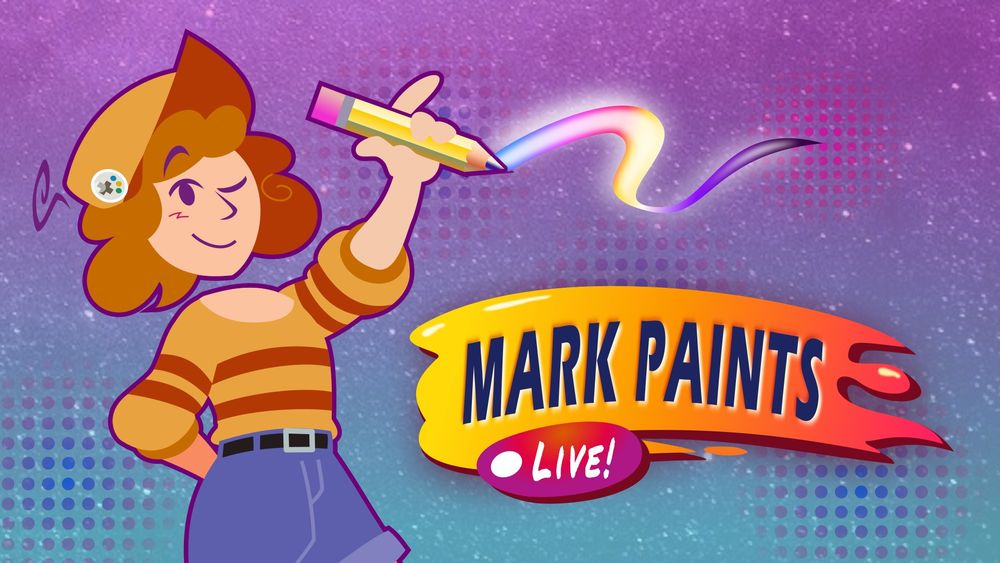 stream thumbnail of me holding a pencil. Logo reads "MARK PAINTS LIVE!"
