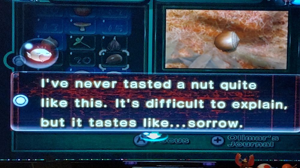 Olimar reviewing his nut
