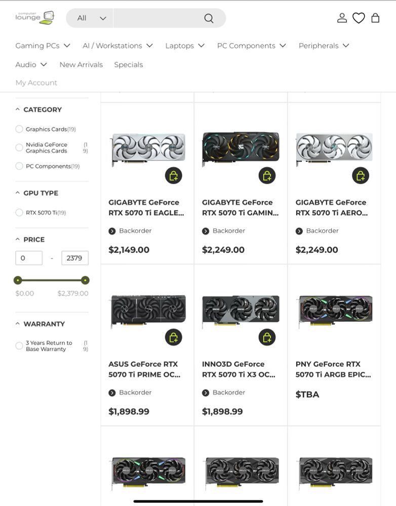 5070ti gpus for sale at insane prices in New Zealand 