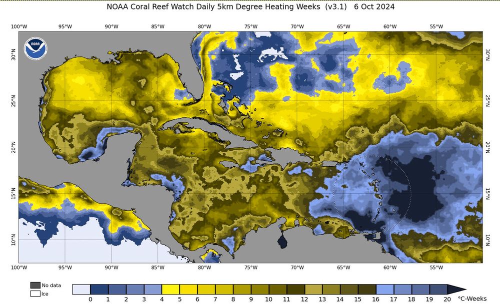 Deuteranopia filter put on a map of sea surface temperatures in the southern North Atlantic.