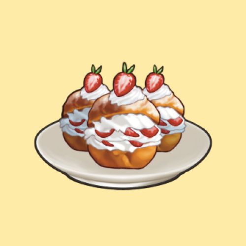 strawberry cream puffs on a yellow background from slime in a trench coat