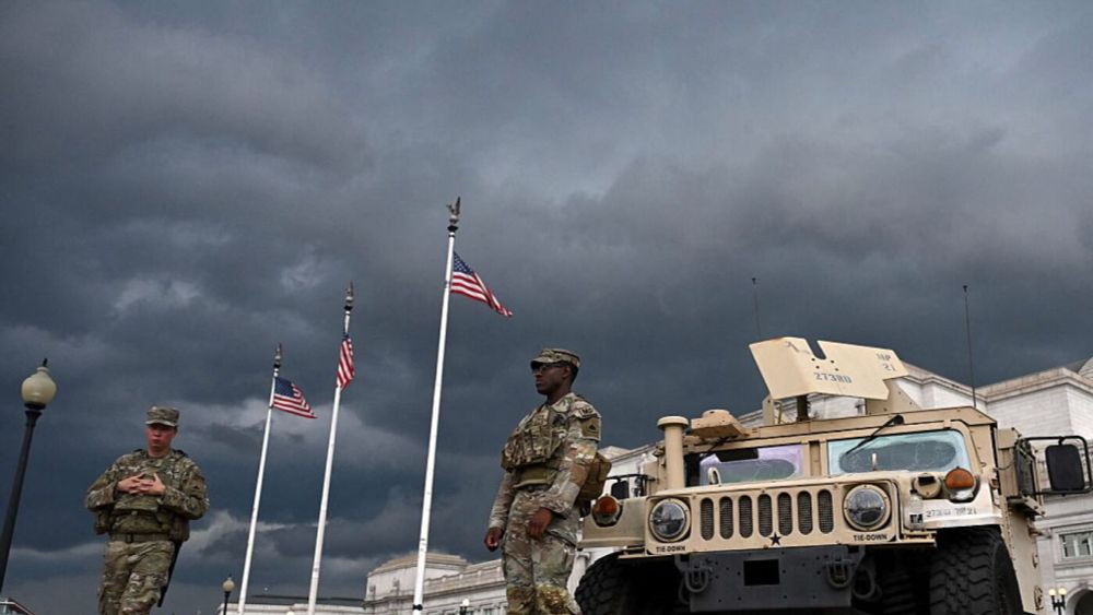 The military vehicle, which is designed to withstand explosive attacks, collided with a "civilian vehicle" just after 6 a.m. on Wednesday in the Capitol Hill neighborhood of Washington, D.C.