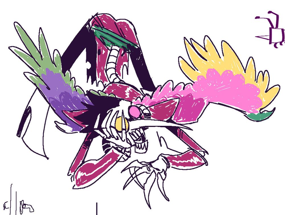 a digital, low resolution drawing of Spamton Neo from Deltarune in the Jacko Pose - bent over with elbows on the floor, with his legs straight, ass up in the air. he has his head prepped up on one hand.