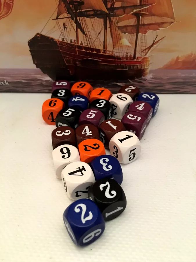 The dice from the board game A Column of Fire