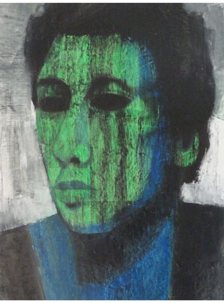 Tête, huile sur toile.