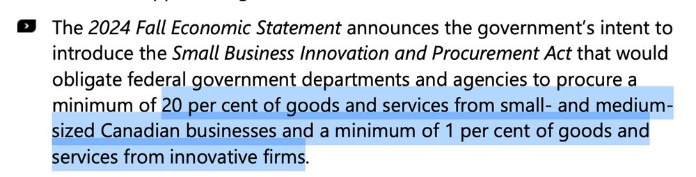 Screenshot of FES Re Small Business Innovation and Procurement Act